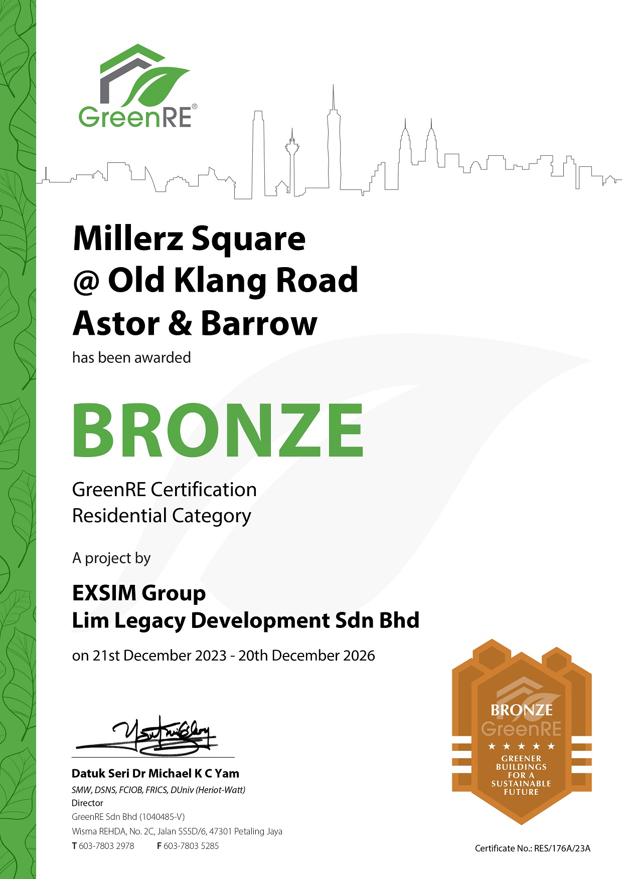 Millerz_BRONZE-PROVISIONAL-GREENRE-CERTIFICATION